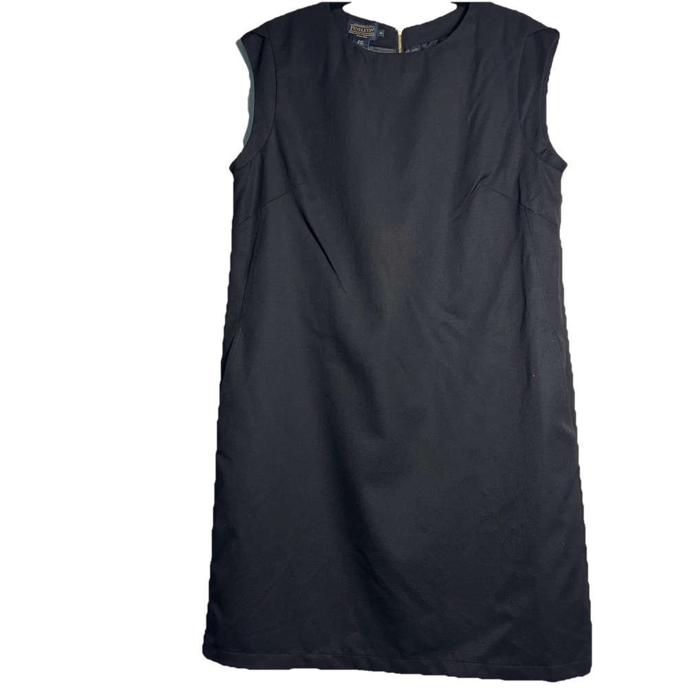Pendleton Sz 14 Black‎ Tulip Cap Sleeve Sheath Dress Lined NWT Slash Pockets